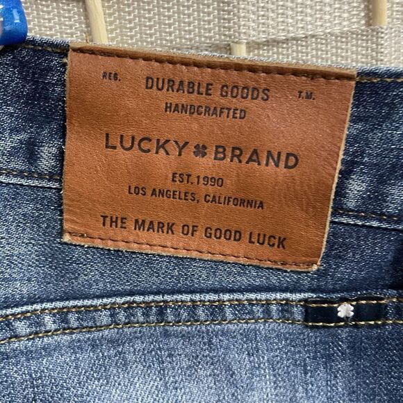 LUCKY BRAND 121 Slim Straight Jeans Men’s 34X30 Medium Wash Faded Denim - Picture 6 of 12